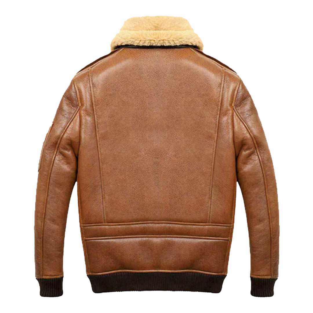 Men’s Aviator Camel A2 Shearling Bomber Leather Jacket