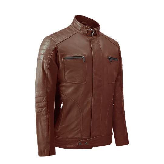 Men's Tan Rebellion Leather Biker Jacket