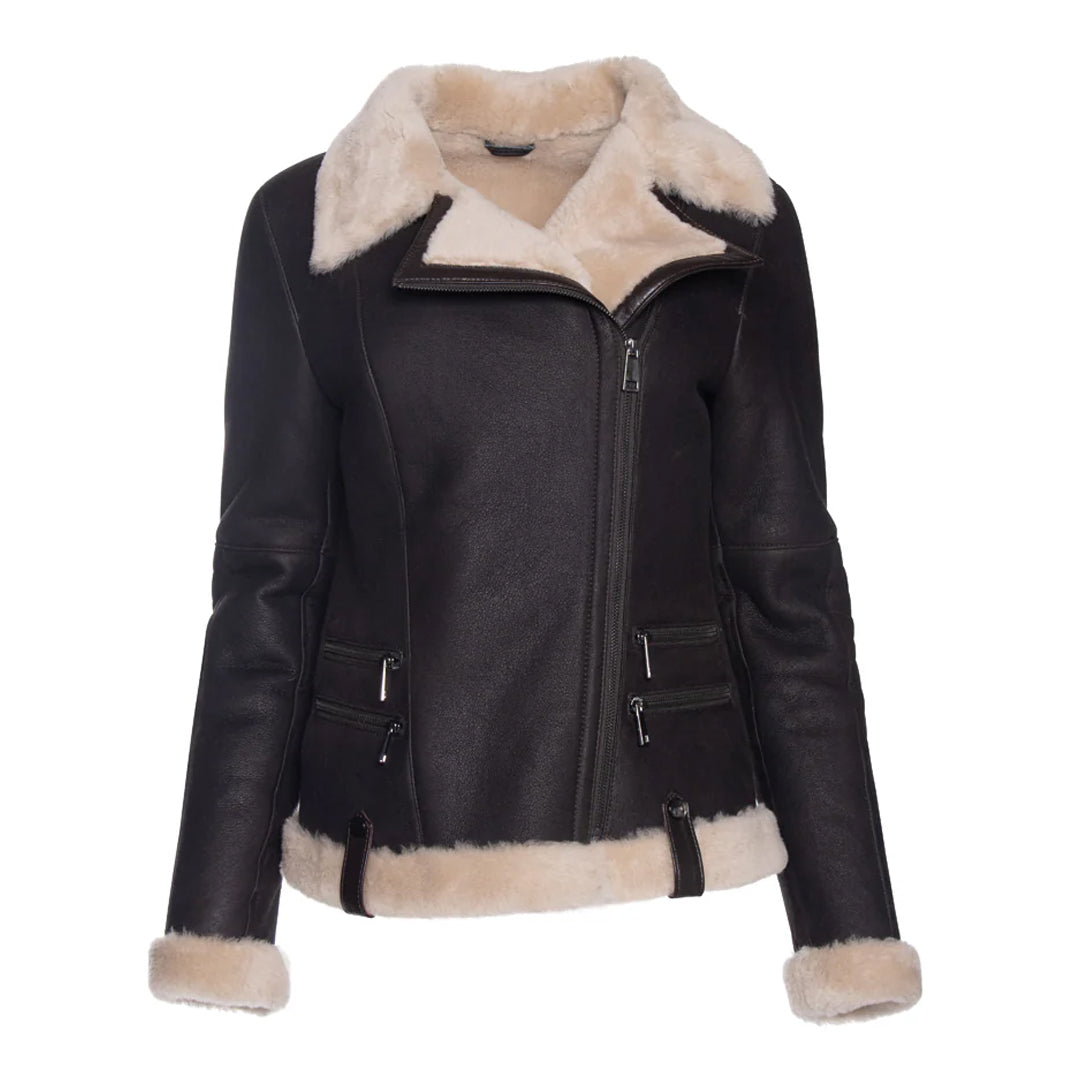 Women's Vanila Shearling Straight Moto Jacket