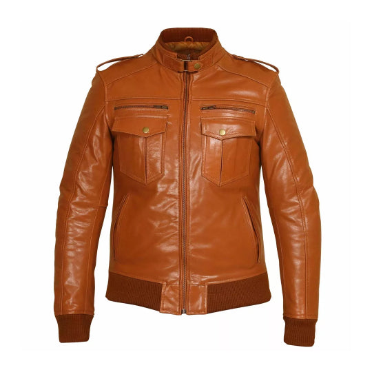 Men's Tan Touring Motorcycle Leather Jacket