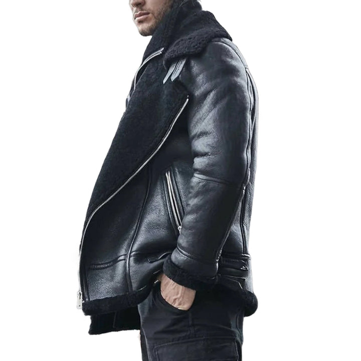 Men's Black B3 Classic Shearling Bomber Leather Jacket